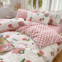 Ins style pure cotton bedding four piece set 100 cotton cartoon dormitory bed sheet three piece set children's fitted sheet quilt cover 