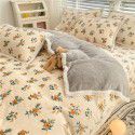 Ins Winter Milk Wool 4-Piece Rabbit Wool Quilt Cover Sheet Pastoral Warm Upset Double Sided Wool Bedding 4 