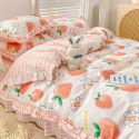 Korean style cotton princess style four-piece set small fresh bed skirt quilt cover sheet cotton dormitory bed three-piece set