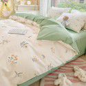 Ins wind pure cotton 100% cotton four piece bed set floral mesh red bed quilt cover sheet three piece fitted sheet 