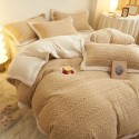 Winter taff cashmere four piece set solid thickened warm bed sheet quilt cover double-sided A cashmere simple bed 