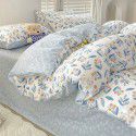 Ins style pure cotton bedding four piece set 100 cotton cartoon dormitory bed sheet three piece set children's fitted sheet quilt cover 