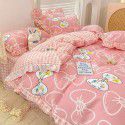 Korean style cotton princess style four-piece set small fresh bed skirt quilt cover sheet cotton dormitory bed three-piece set