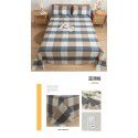 Japanese 100% cotton washable cotton bed sheet single piece summer cotton single dormitory quilt sheet plaid pillow case three piece set 