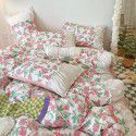 Korean/ins Tulip Bed Skirt 4pc Set Autumn and Winter French Lace Little Flowers Bedding Sheet Cover 3pc Set Wholesale 