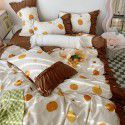 Korean/ins Tulip Bed Skirt 4pc Set Autumn and Winter French Lace Little Flowers Bedding Sheet Cover 3pc Set Wholesale 