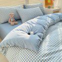 Ins pure cotton washable cotton quilt cover one piece 100% cotton 150x200 checked bed sheet quilt cover 200x230 men's quilt sheet 