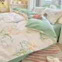 Ins wind pure cotton 100% cotton four piece bed set floral mesh red bed quilt cover sheet three piece fitted sheet 