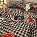 Factory direct sale cow black and white spot wash cotton four piece set ins simple nordic quilt cover 1.8 bed sheet for bed 