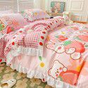 Korean style cotton princess style four-piece set small fresh bed skirt quilt cover sheet cotton dormitory bed three-piece set