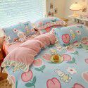 Winter Gog Heavy Milk Fleece 4-Piece Bed Skirt Coral Fleece Double Sided Thick Duvet Cover Sheet Fitted Sheet 4 