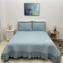 All cotton yarn dyed washed cotton bed cover three piece set of pure cotton quilt princess wind snow spinning lace bed skirt