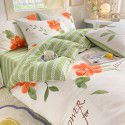 Mengjiuran Small Fresh Cotton 4-Piece Set Autumn and Winter Cotton 3-Piece Dormitory Bedding Sheet, Quilt Cover and Fitted Sheet Wholesale