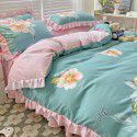 Korean style cotton princess style four-piece set small fresh bed skirt quilt cover sheet cotton dormitory bed three-piece set