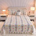 Cream wind milk velvet bed cover 3-piece set Korean lace bedspread cotton clip slip slip single bed cover coral velvet bed sheet winter 