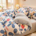 Winter four piece milk velvet thickened warm small fresh flannel quilt cover bedspread bedding live wholesale 