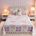 Cream wind milk velvet bed cover 3-piece set Korean lace bedspread cotton clip slip slip single bed cover coral velvet bed sheet winter 