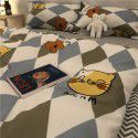 Factory direct sale cow black and white spot wash cotton four piece set ins simple nordic quilt cover 1.8 bed sheet for bed 