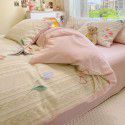 Ins wind pure cotton 100% cotton four piece bed set floral mesh red bed quilt cover sheet three piece fitted sheet 