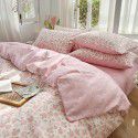 Ins style pure cotton bedding four piece set 100 cotton cartoon dormitory bed sheet three piece set children's fitted sheet quilt cover 