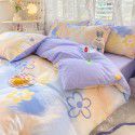 Mengjiuran Small Fresh Cotton 4-Piece Set Autumn and Winter Cotton 3-Piece Dormitory Bedding Sheet, Quilt Cover and Fitted Sheet Wholesale