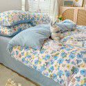 Ins style pure cotton bedding four piece set 100 cotton cartoon dormitory bed sheet three piece set children's fitted sheet quilt cover 