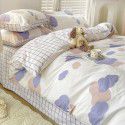 Ins style pure cotton bedding four piece set 100 cotton cartoon dormitory bed sheet three piece set children's fitted sheet quilt cover 