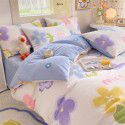 Mengjiuran Small Fresh Cotton 4-Piece Set Autumn and Winter Cotton 3-Piece Dormitory Bedding Sheet, Quilt Cover and Fitted Sheet Wholesale