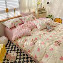 Ins style pure cotton bedding four piece set 100 cotton cartoon dormitory bed sheet three piece set children's fitted sheet quilt cover 