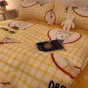 Factory direct sale cow black and white spot wash cotton four piece set ins simple nordic quilt cover 1.8 bed sheet for bed 