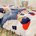 Korean style cotton princess style four-piece set small fresh bed skirt quilt cover sheet cotton dormitory bed three-piece set