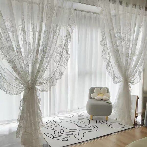 Round mirror gauze is beautiful, romantic, French rococo living room, window partition, privacy proof screen curtain, cross-border e-commerce 