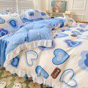 Korean style cotton princess style four-piece set small fresh bed skirt quilt cover sheet cotton dormitory bed three-piece set