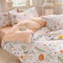 Mengjiuran Small Fresh Cotton 4-Piece Set Autumn and Winter Cotton 3-Piece Dormitory Bedding Sheet, Quilt Cover and Fitted Sheet Wholesale