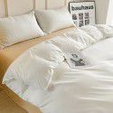 Ins style simple four piece set solid color washed cotton student dormitory three piece bed sheet quilt cover bedding wholesale 