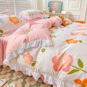 Korean style cotton princess style four-piece set small fresh bed skirt quilt cover sheet cotton dormitory bed three-piece set