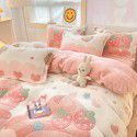 Milk velvet winter warm Farai velvet 4-piece set thickened coral velvet female bedding double-sided velvet quilt cover sheet 