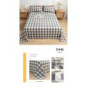 Japanese 100% cotton washable cotton bed sheet single piece summer cotton single dormitory quilt sheet plaid pillow case three piece set 