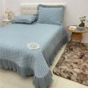 All cotton yarn dyed washed cotton bed cover three piece set of pure cotton quilt princess wind snow spinning lace bed skirt