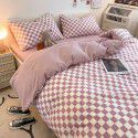 Factory direct selling bedding all cotton matted four piece square bed sheet quilt cover three piece simple ins kit 