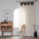 Cloth father curtain, solid color, cotton, linen, triangle, tassel, bedroom, living room, floating window, semi shading partition curtain, decorative curtain