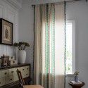 Cloth father curtain American Bohemian cotton and hemp printed geometric perforated shading bedroom window kitchen finished curtain