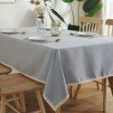 INS Nordic solid color waterproof imitation cotton and linen lace tassel round rectangular tablecloth table cloth tea table cover 