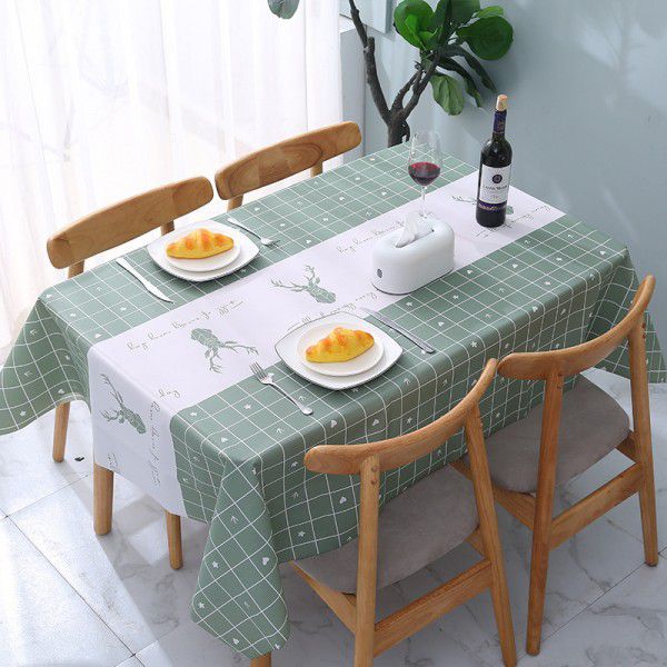 Nordic style tablecloth, waterproof, oil proof, wash free, pvc net, red tablecloth, desk, student's tea table, table mat, cloth art, writing 