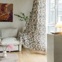 Cross-border North American style curtain finished tassel cotton linen printing balcony window curtain small window perforated coffee half curtain