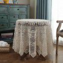 Hand crochet hollowed out white solid color tablecloth Tea table TV cabinet Round table tablecloth Fabric package 