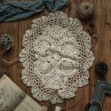 Round handmade crochet crochet tablecloth cloth hollowed out household living room tea table cloth dust-proof cover cloth retro decoration 