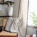 Cloth father curtain American Bohemian cotton and hemp printed geometric perforated shading bedroom window kitchen finished curtain