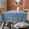 Yimanqi table cloth blue geometric triangle printing blog cotton linen rectangular table cloth tea table cover 