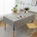 Plain tassel lace rectangular tablecloth simple table mat TPU coated waterproof oil proof wear-resistant thickened spot 